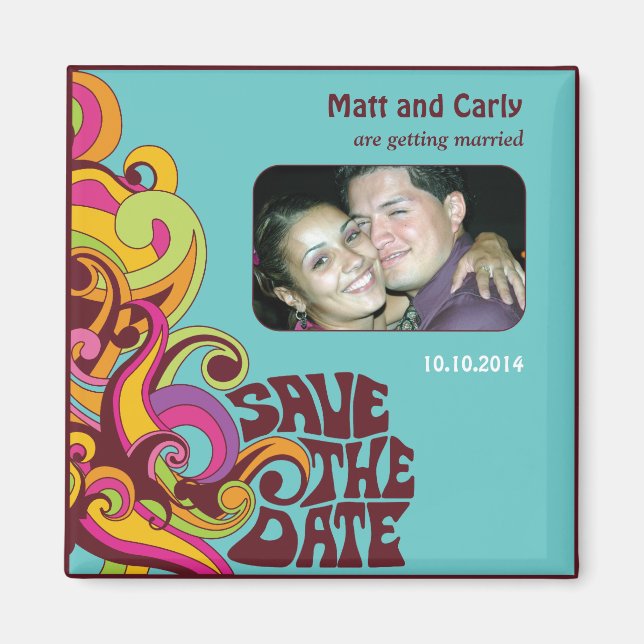 Save the Date Hippy Photo Magnet (Front)
