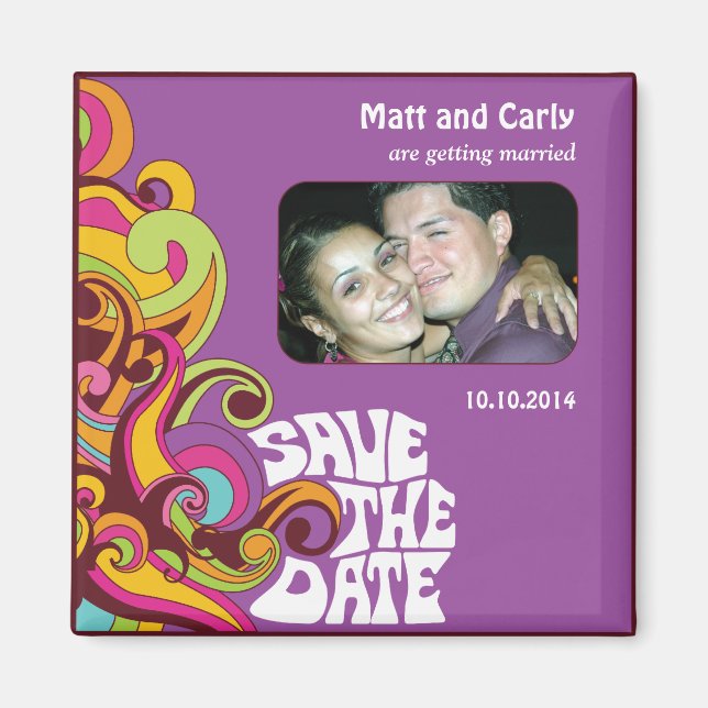 Save the Date Hippy Photo Magnet (Front)
