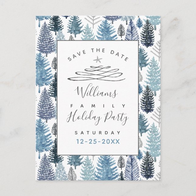 Save The Date Holiday Party Blue Pines Postcard (Front)