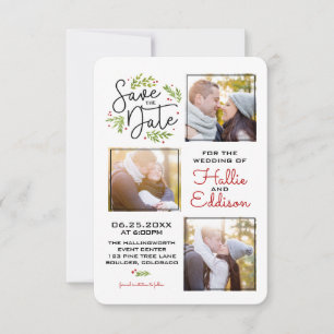 Save The Date Holiday Wedding Wreath Berries