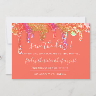 Save The Date Holographic Drips Orange Candy