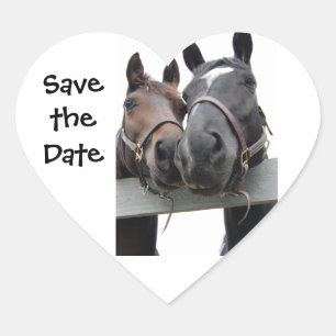 Save the Date Horse Country Wedding Heart Sticker