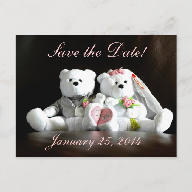 Save The Date I Do Bears Announcement Postcard (Front)