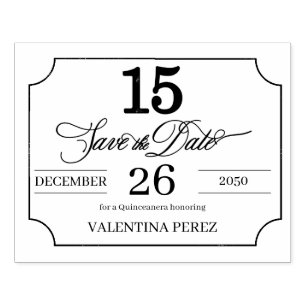 Save the Date in English Language for Quinceanera Rubber Stamp