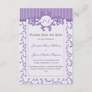 Save the Date in Lavender with Ornate Pattern