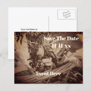 Save The Date Indian Corn Country Autumn Announcement Postcard