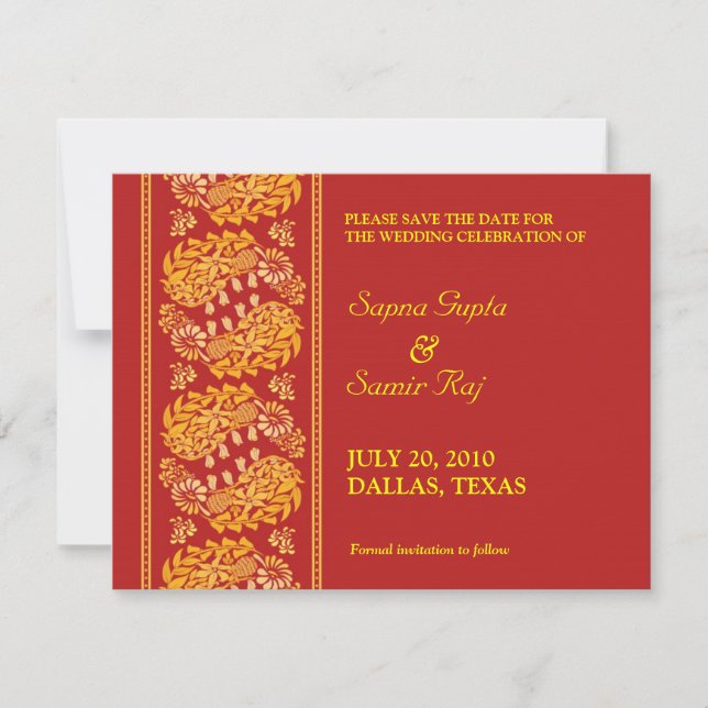 Save The Date Indian Style Card (Front)