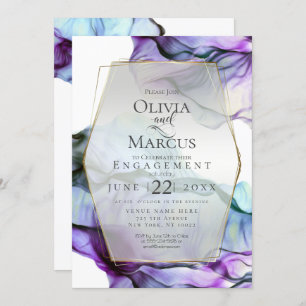 Save the Date   Intense Indigo Teal Abstract Ink Invitation