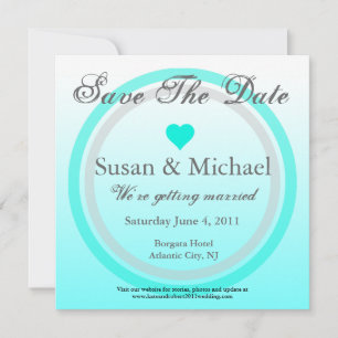 Save The Date Invitation Light Blue Heart Circle