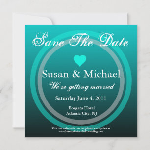 Save The Date Invitation Ocean Blue Heart Circle