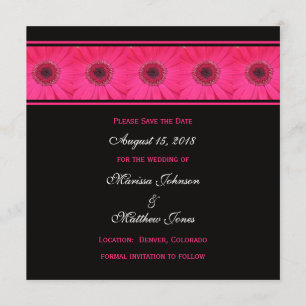 Save the Date Invitation -- Pink Gerbera Daisy