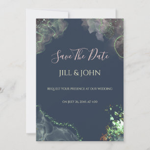 Save The Date Invitation Wedding Emerald Green