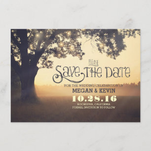 Save the Date Invitation with Tree & Lights