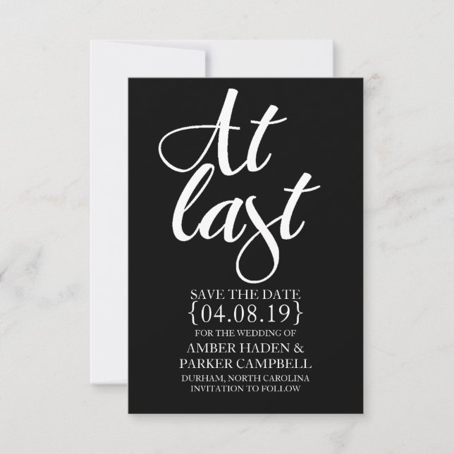 Save the Date Invite | At Last (Front)