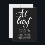 Save the Date Invite | At Last<br><div class="desc">At Last Save the Date Invite. Perfect for Outdoor Weddings! Use the Customise & Personalise options to change text, colours, images, etc., to suit your needs. Easily remove the striped image on the back of the invite for a more classic look. If you have any questions about this design please...</div>