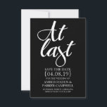 Save the Date Invite | At Last<br><div class="desc">At Last Save the Date Invite. Perfect for Outdoor Weddings! Use the Customise & Personalise options to change text, colours, images, etc., to suit your needs. Easily remove the striped image on the back of the invite for a more classic look. If you have any questions about this design please...</div>