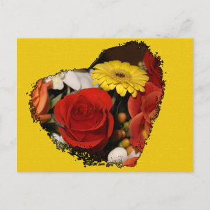"Save the Date" Jagged Edge Heart Bouquet Postcard