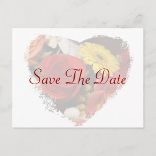 "Save the Date" Jagged Edge Heart Bouquet Template Postcard