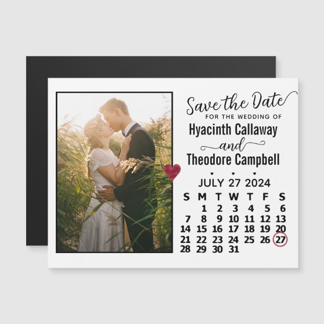 Save the Date July 2024 Calendar Photo Magnet (Front/Back)