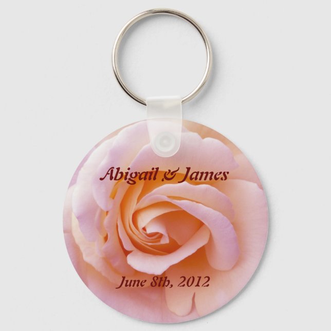 save the date key chain peach & pinky rose (Front)