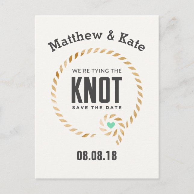 Save the Date Knot Style Announcement Postcard (Front)