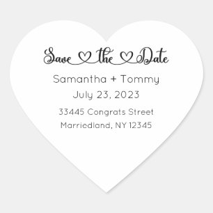 Save the Date Labels, Stickers, Wedding Invitation Heart Sticker