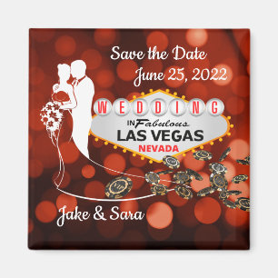 Save the Date Las Vegas 2 Inch Sq Magnet
