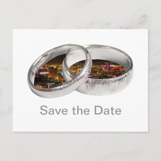 Save the Date Las Vegas "Bride & Groom Bands" Post Announcement Postcard (Front)
