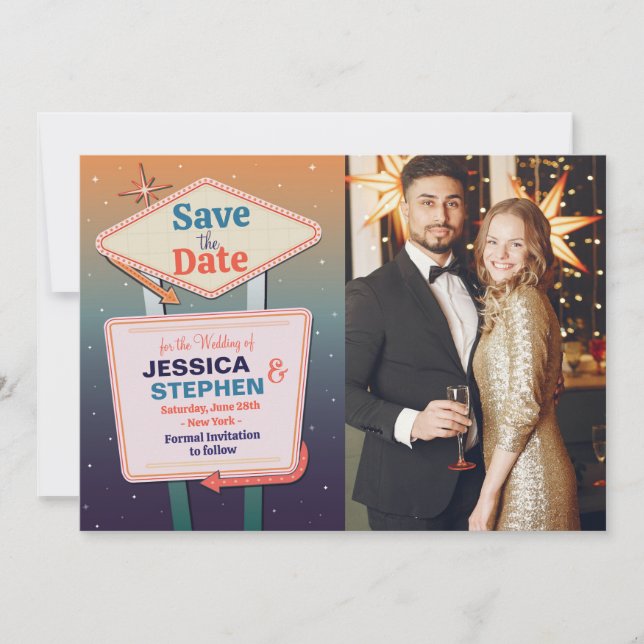 Save The Date Las Vegas Casino Photo Wedding (Front)