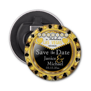 Save the Date Las Vegas Style - Yellow  Bottle Opener