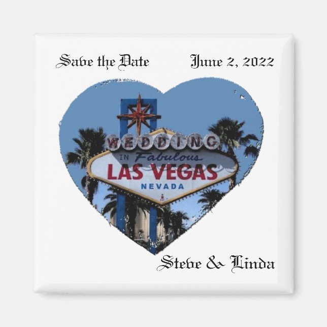 Save the Date Las Vegas Wedding 2 Inch Sq Magnet (Front)