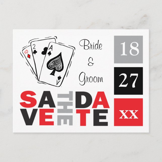 Save The Date Las Vegas Wedding Casino Wedding Ann Announcement Postcard (Front)