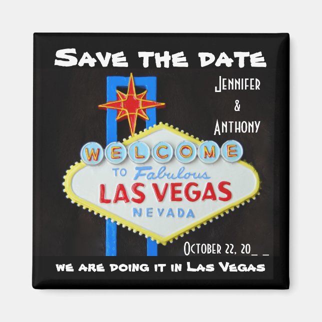 Save the Date Las Vegas Wedding Magnet (Front)