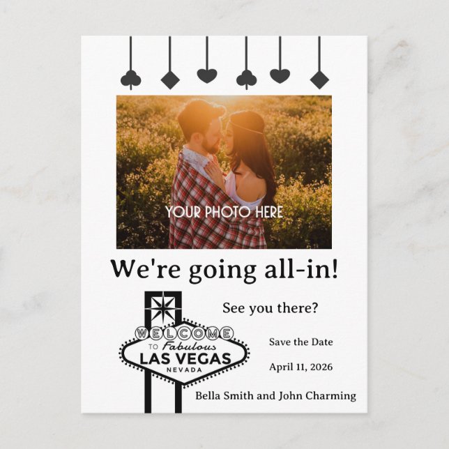 Save the Date Las Vegas Wedding Postcard (Front)
