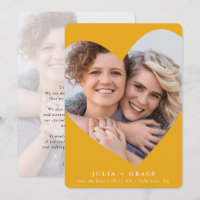 SAVE THE DATE lgbtq modern photo heart frame amber