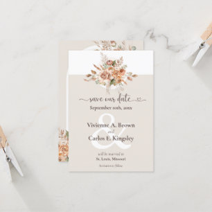 Save The Date Light Earth Tone Boho Floral Photo