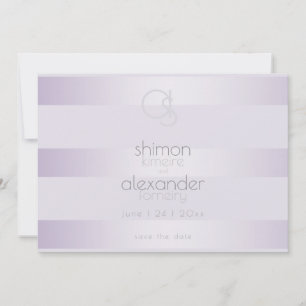 Save the Date   Lilac Shimmer Stripes Monogram