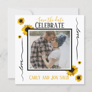 Save the date Love and golden sunflowers Invitation