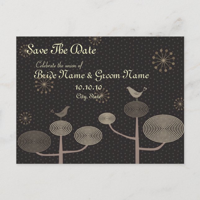 Save The Date Love Bird Invitation Postcard (Front)