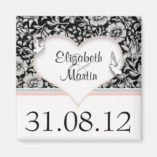 save the date love doves love birds damask magnets