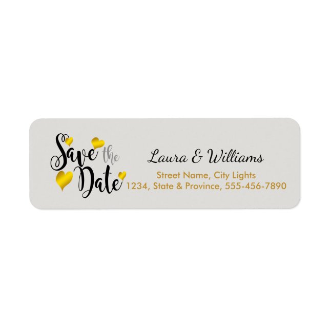 Save The Date Love Golden Heart Shape Brushed (Front)