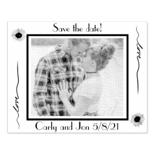 Save the date love sunflowers and your photo rubber stamp
