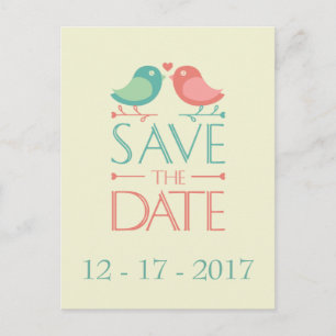 Save the Date Lovebirds Wedding  Postcard
