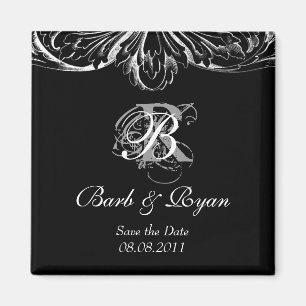 Save the Date Magnet Antique Architecture Black