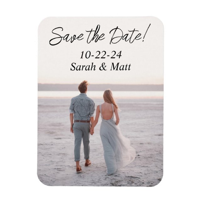 Save the date magnet Beachy personalised photo (Vertical)