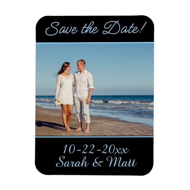 Save the date magnet Beachy personalised photo (Vertical)