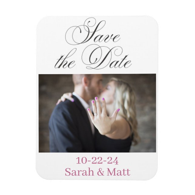 Save the date magnet Beachy personalised photo (Vertical)