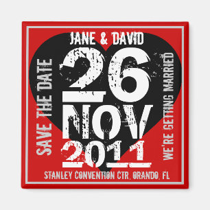 Save The Date Magnet Big Date Red