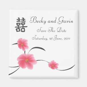 Save The Date Magnet Cherry Blossom Double Happine