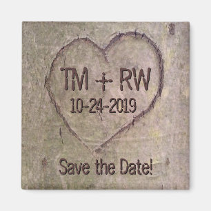 Save the Date Magnet, Heart Carved in Tree Magnet